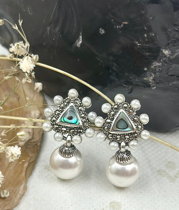 The Silver Pearl & Marcasite Earrings