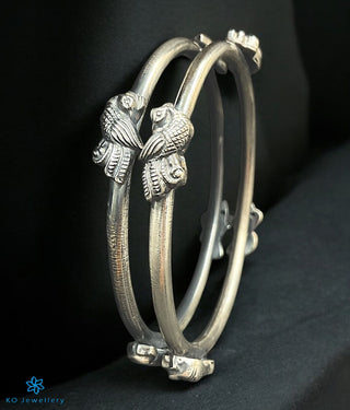 The Daman Silver Peacock Bangle -Single(Size/2.2/2.4/2.6/2.8)