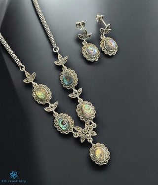 The Exquisite Elegance Silver Marcasite Necklace & Earrings (Sea-shell)