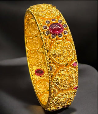 The Indusha Silver Lakshmi Nakkasi Bangle- Single (Size/2.2/2.4/2.6/2.8)