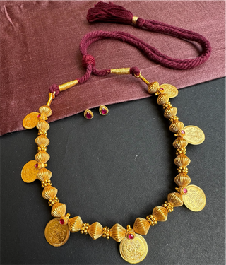 The Vedika Antique Silver Lakshmi Kasumala Coin Necklace