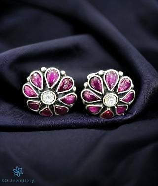 The Mudra Silver Kempu  Peacock Necklace & Earrings