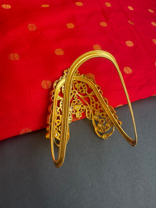 The Vedya Silver Kemp Floral Bridal Armlet or Vanki