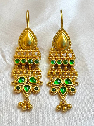 The Abir Silver Earrings(Green)