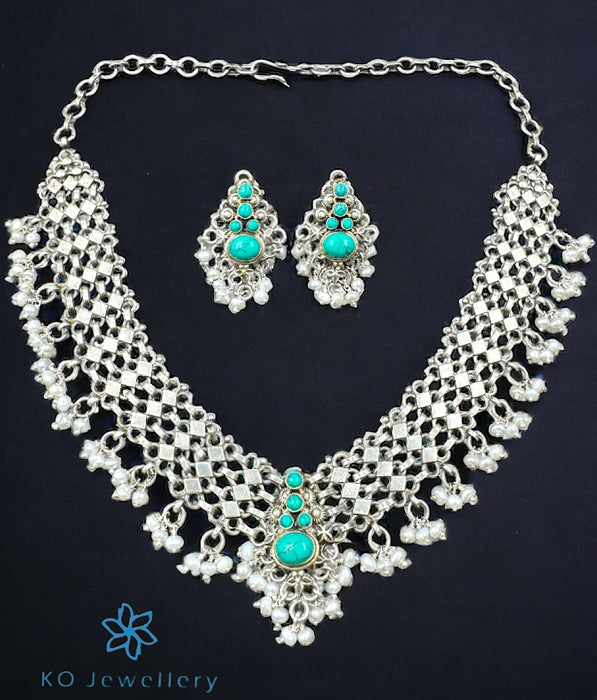 The Anaka Silver Antique Necklace & Earrings
