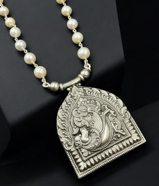 The Udbhava Silver Heritage Nakkasi Pearl Necklace