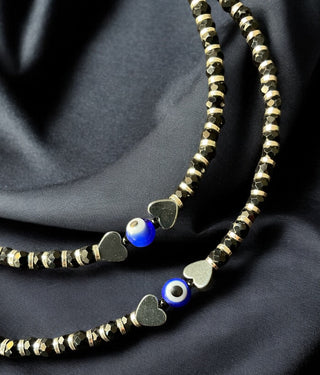 The Sanjh Evileye blackbead Silver Anklets