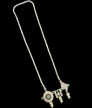 The Vajra Shankhu, Chakra Nama Silver Necklace & Earrings (Oxidised)