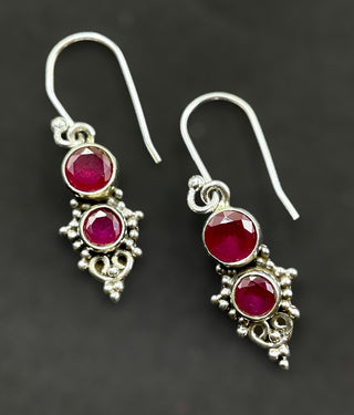 The Luna Silver Gemstone Earrings (Red)
