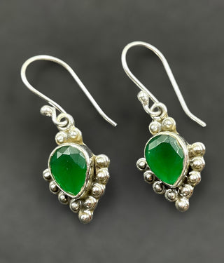 The Anika Silver Gemstone Earrings (Green)