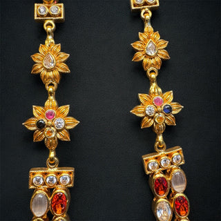 The Meghana Silver Navaratna  Necklace (2 Layers)