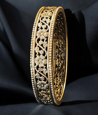 The Pushpita Silver Filigree Bangle- Single (Size /2.2/2.4/2.6/2.8)