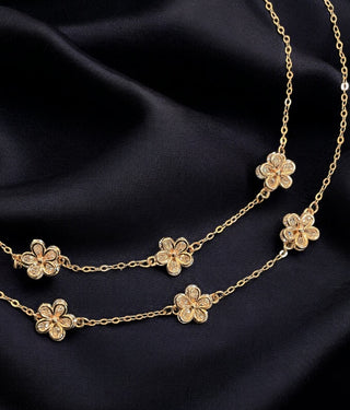 The Blooming Silver Flower Rose-gold Anklets