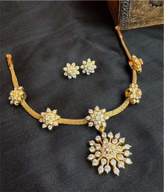 The Karunya Silver Closed-setting Diamond Look Necklace