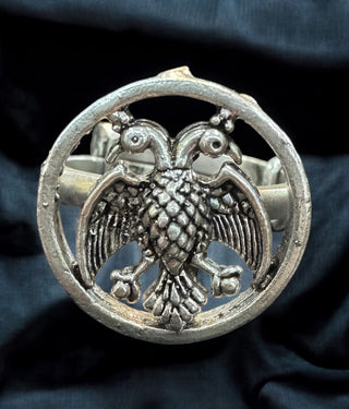 The Virat Silver Gandaberunda Adjustable Finger Ring