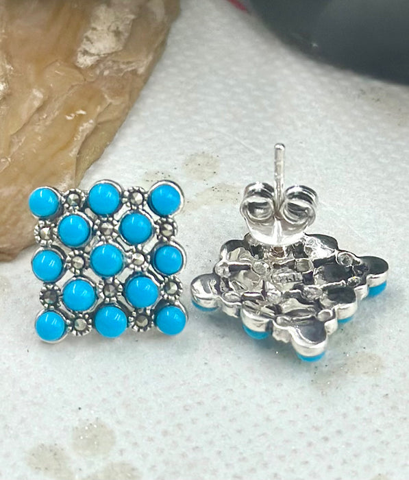The Silver Marcasite Earstuds (Turquoise)