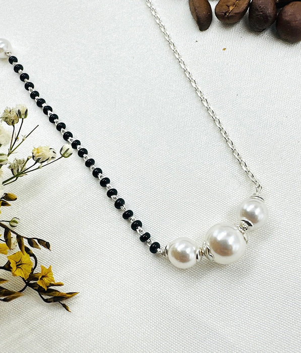 The Silver Pearl Necklace/ Mangalsutra