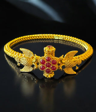 The Virat Silver Gandaberunda Golusu Bangle-Single (Size /2.2/2.4/2.6/2.8)