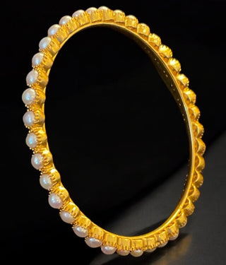 The Tanmaya Silver Premium Pearl Bangle- Single (Size/2.2/ 2.4/2.6/2.8)