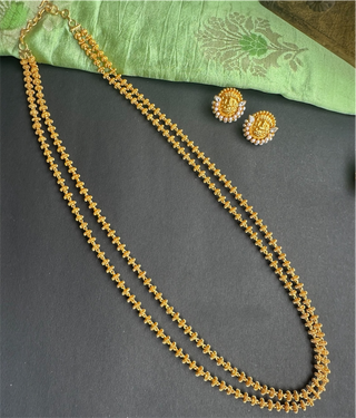The Aaradhya Two layer silver Tulsi mala Necklace & Earrings