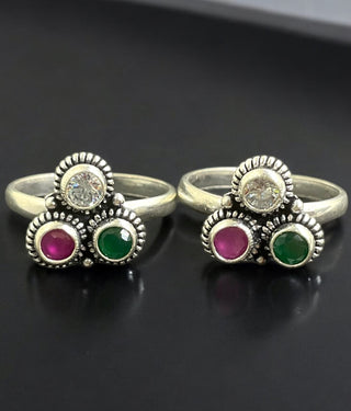 The Ayata Silver Gemstone Toe-Rings