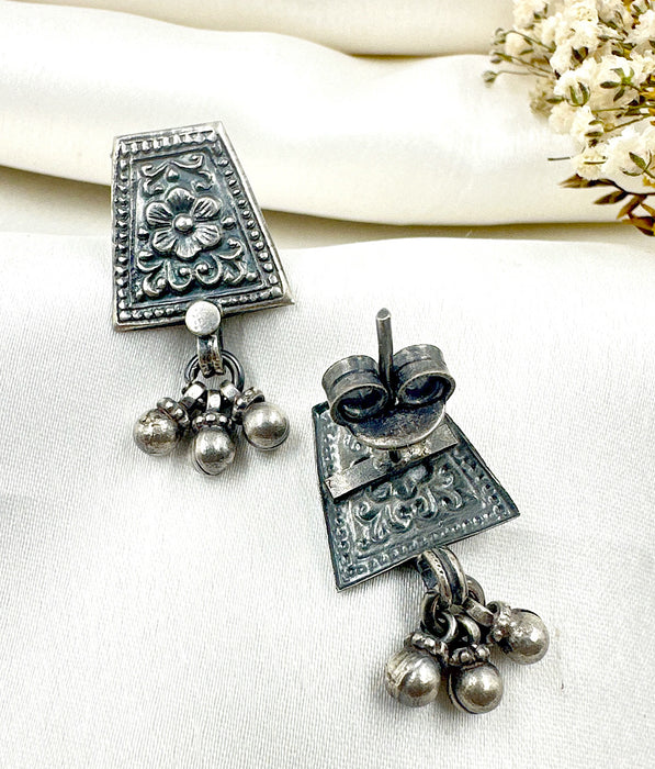 The Floral Antique Silver Earrings