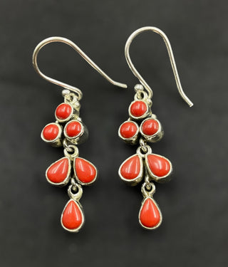The Nidhi Silver Gemstone Earrings (Coral)