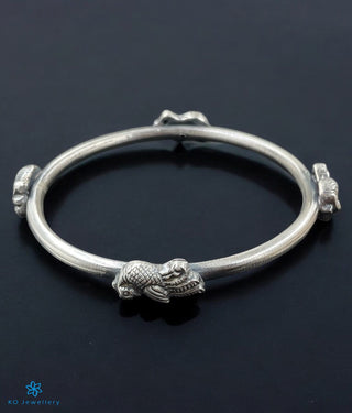 The Daman Silver Peacock Bangle -Single(Size/2.2/2.4/2.6/2.8)