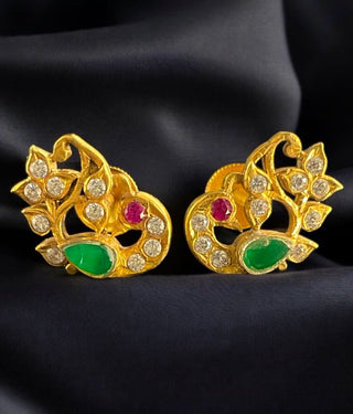 The Aditri Diamond Sparkle Peacock Silver Earstuds