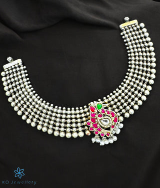 The Twisha Silver Peacock Necklace