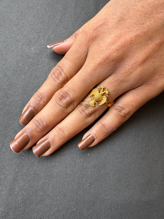 The Skanda Silver Gandaberunda Adjustable Finger Ring