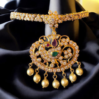 The Nartaka Traditional Close-Setting Addigai Peacock Diamond Necklace