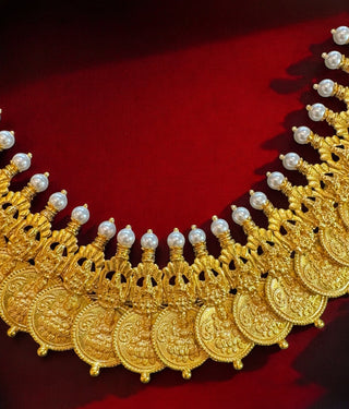 The Arya Silver Lakshmi Pearl Kasumala Necklace & Earrings