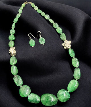 The Green Aventurine Ganesha Silver Gemstone Necklace & Earrings