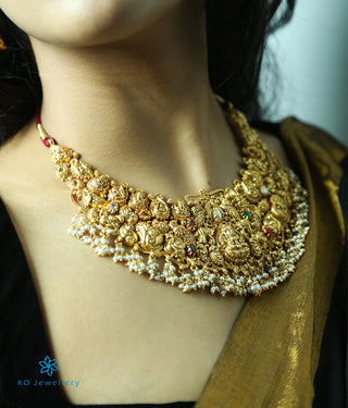 Model wearing Samanva Silver Lakshmi Necklace
