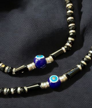 The Sharanya Evileye blackbead Silver Anklets - Pair