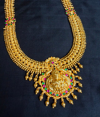 The Devyani Long Silver Laksmi Haaram/Necklace