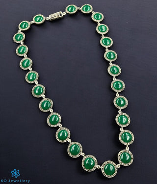 The Green Circlet Silver Marcasite Necklace