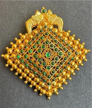 The Amitava Silver Square Pendant & Earrings - Green