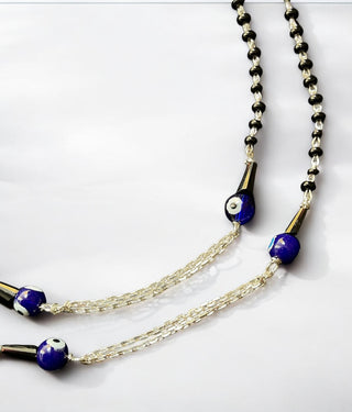 The Smriti Evileye blackbead Silver Anklets - Pair