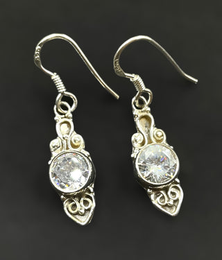 The Ravina Silver Gemstone Earrings (White)
