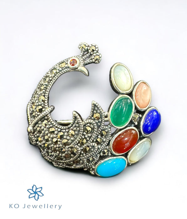 The Ashley Peacock Marcasite Silver Brooch & Pendant