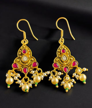 The Roya Silver Kundan Earrings