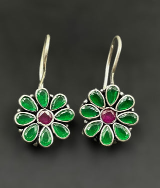 The Aria Silver Gemstone Earrings (Green)