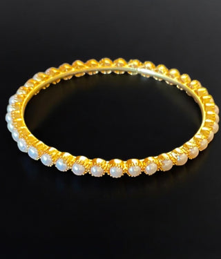 The Tanmaya Silver Premium Pearl Bangle- Single (Size/2.2/ 2.4/2.6/2.8)