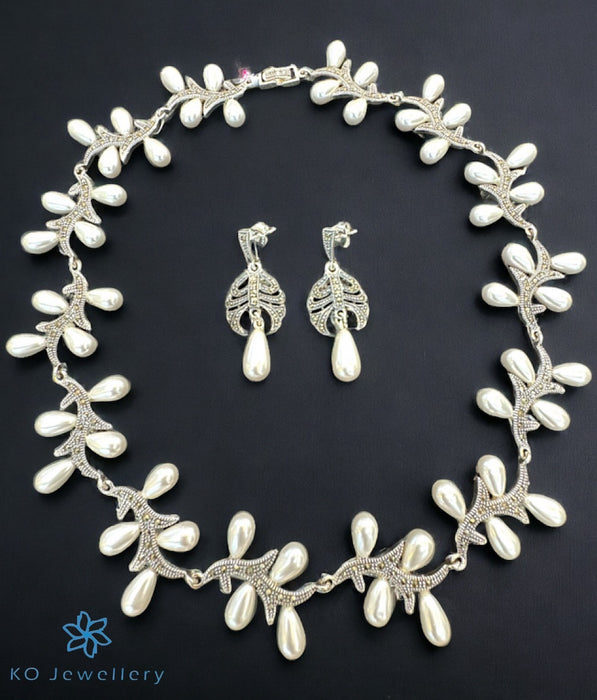 The Penny Silver Marcasite Necklace & Earrings