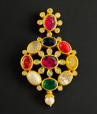 The Payal Silver Navratna Pendant