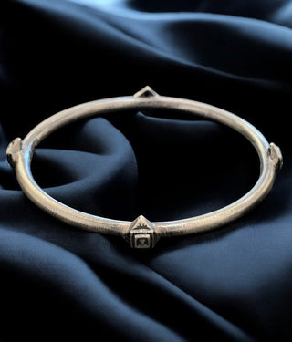 The Mayada Silver Antique Bangle-Single (Oxidised/Size /2.2/2.4/2.6/2.8)