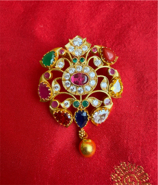 The Akshaya Silver Navratna Pendant Set