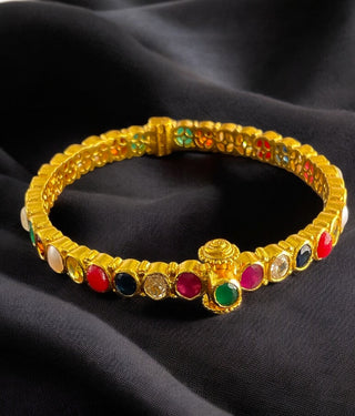 The Kripa Silver Navratna Bracelet (Size/2.2/2.4/2.6)